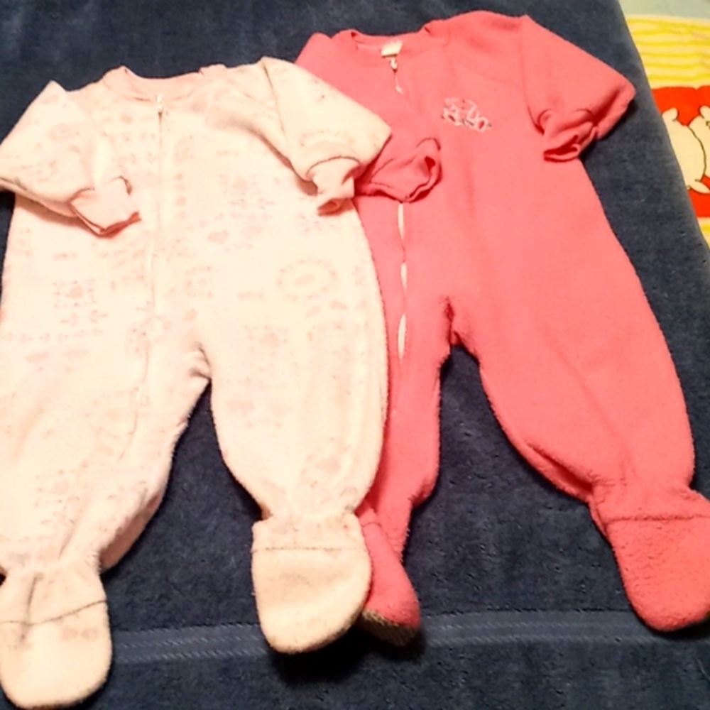 Bundle of 2 Vintage 70's,Cuddly "Teddy Bear",🐻 Infant,Onesie, Footed Sleepers